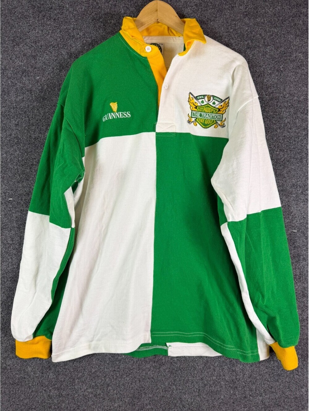 Barbarian Vintage Guinness St Paddys Day Golf Rugby Shirt Mens XXL Heavyweight